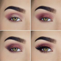 Green Eyes Makeup Looks, Makeup Burgundy, Eyes Makeup Looks, Trucco Smokey Eye, Smokey Eyes Tutorial, Green Eyes Makeup, Burgundy Eye Makeup, Burgundy Makeup, Hair Colorful