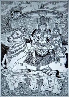 Deities Art, Temple Drawing, Indian Traditional Paintings, Om Namah Shivay, Temple Art, Vedic Art