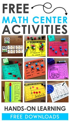 free printable math center activities for kids to learn and practice their numbers with the help of