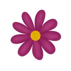 a purple flower with yellow center on a white background