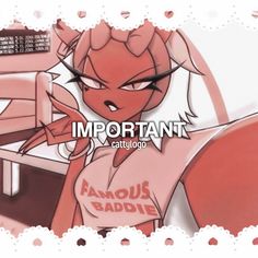 an image of a cartoon character with the words important in front of her and behind her