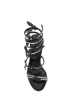 Step into elegance with the ARYANA-BLACK STILETTO SANDAL, designed with a luxurious Black stiletto and sleek open toe, adorned with bursts of twinkling crystal studded straps and a crystal wrap up cord with ethereal butterfly accents. The perfect heel for any special event or evening out! Ethereal Butterfly, Crystal Wrap, Miss Us, Perfect Heels, Sandal Platform, Black Stilettos, Stiletto Sandals, Plus Size Shopping, Boots And Sneakers