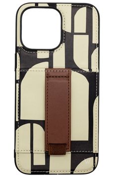 a cell phone case with a brown and white pattern on it's front pocket