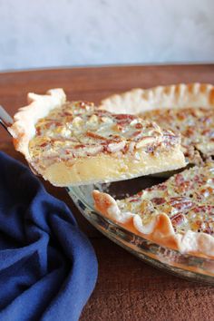 a pie sitting on top of a wooden table