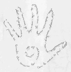 a hand with writing written on it