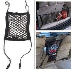 an image of car back seat organizer with footballs on it and other pictures in the background