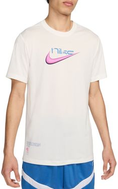 Fit & Design:: Relaxed fit Crewneck design Short sleeves Graphics add to your style Technology:: Dri-FIT Technology: helps keep you dry and comfortable Crewneck Design, Athletic Apparel, Athletic Outfits, Basketball Shorts, Dri Fit, Nike Men, Fun Sports, Shirts Tops, Graphic T Shirt