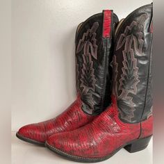 In Excellent Condition For Their Age. Size 9 D. Dan Post, Shoes Vintage, Cowboy Western, Mens Shoes Boots, Western Cowboy Boots, Cherry Red, Vintage Shoes, Cut And Color, Western Boots