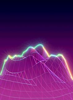 an abstract image of a mountain with neon lights