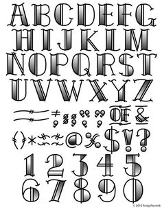 the upper and lower letters are drawn in black ink