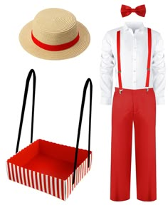 PRICES MAY VARY. 1950S Waiter Costume Set: the package includes 1 straw hat, 1 red bow tie, 1 Y shape suspender, 1 movie night snack tray with strap, 1 men's stretch shirt and 1 pair of red pants, the nice combination can meet your party cosplay needs, is a nice addition to some retro diner accessories and restaurant supplies, good to add to the creativity of the waiter costume, making you be more attractive Size Details: hat is about 11.4 inches/29 cm in diameter, 3.5 inches/9 cm in height, 22- Waiter Costume, Snack Trays, Costume For Men, Movie Night Snacks, Circus Birthday Party, Circus Costume, Shirt Pant, Suspenders Men, Garden Festival