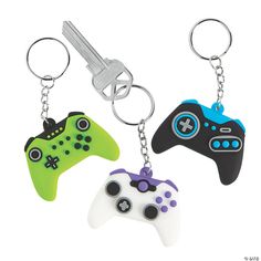 two video game controllers shaped key chains