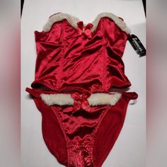 Put Yourself On The Naughty List In This Vintage Spencer's Christmas Lingerie...Corset Top With Panties...Give Your Significant Other A Christmas To Remember Red Fitted Christmas Sleepwear, Fitted Red Christmas Sleepwear, Fitted Red Sleepwear For Christmas, Pink Lace Bodysuit, Red Lace Bodysuit, Pink Fishnets, Red Lace Bralette, Holiday Lingerie, Christmas Lingerie