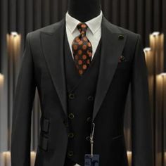 This Modern Fit Suit Features A Wide Peak Lapel, 1 Button Closures, Double Breasted Vest, Side Vents, And Matching Flat Front Pants. 100% Wool, Made In Turkey. Black Double Breasted Suit With Long Sleeves, Black Double-breasted Tuxedo For Office, Black Double Breasted Long Sleeve Suit, Black Single Breasted Long Sleeve Set, Black Single-breasted Long Sleeve Set, Black Double-breasted Tuxedo For Business, Black Double Breasted Suit With Button Closure, Black Double-breasted Suit With Double Button Closure, Business Double-breasted Three-piece Suit With Single Button