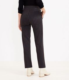 Loft Pull On Straight Pants in Plaid Ponte Size Small Black Women's by Loft Size Regular - S Black Multi Women's One, Fit, Straight, Pants, 68%, Rayon, 28%, Nylon, 4%, Spandex, Machine, Washable Straight Pants, Sale House, Large Black, Effortless Style, Fabric Care, Straight Leg, Loft, Plaid, High Waisted