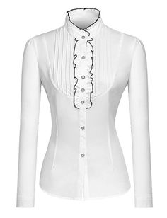 Victorian Style Blouses, Tops, Jackets Elegant Stand Collar Lotus Leaf Ruffle OL Button Down Shirt AT vintagedancer.com New Victorian, Lotus Leaf, Into Fashion, Ruffle Top, Victorian Style, Victorian Fashion