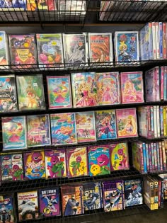 the shelves are full of comic books for sale at the toy store or children's store