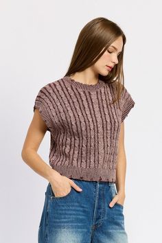 This Cable Knit Short Sleeve Top features distressed edges for a unique and stylish look. The distressed edges add character to the classic cable knit design, making it a versatile piece for any wardrobe. Perfect for creating a trendy and effortless outfit. Fabric Contents: 60% Cotton, 40% Acrylic Imported Knit Short Sleeve Top, Unique Sweater, Farm Clothes, Unique Sweaters, Cardigan Crop Top, Effortless Outfit, Cardigan Crop, Knit Short, Short Sleeve Sweater