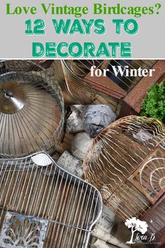 two bird cages sitting next to each other with the words love vintage bird cages? 12 ways to decorate for winter