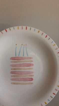 a birthday cake plate with candles painted on it