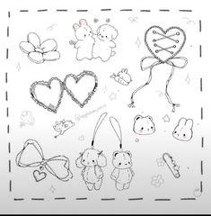 an image of valentine's day coloring pages with hearts, teddy bears and balloons