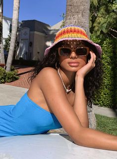 Bucket hat Princess Polly exclusive 100% paper Woven paper fabric Rainbow print Brimless Circumference 119cm / 46.8" Crochet Lifestyle, Bucket Hat Outfits, Hat Outfits Summer, Bucket Hat Beach, Beach Bucket Hat, Bucket Hat Outfit, Vacation Hat, Hat Aesthetic, Women Hats Fashion