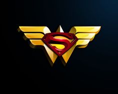 the superman logo is displayed on a dark background