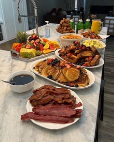 the breakfast buffet is prepared and ready to be eaten