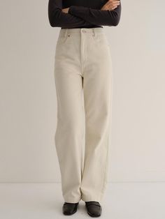 Composition : cotton 100Country of Origin : Republic of Korea Cream Corduroy Pants, Pants Cream, School Clothes, Pants Straight, Corduroy Pants, School Outfits, Composition, Cream, Clothes For Women