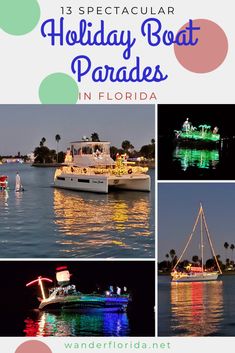 holiday boat parade in florida with text overlay