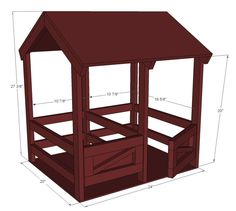 a wooden gazebo with measurements for the roof