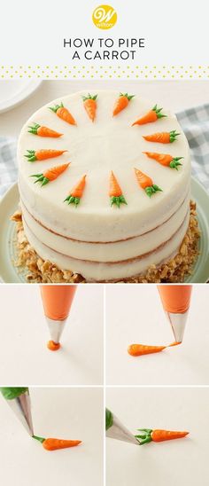 how to pipe carrots on top of a cake