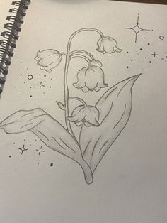 a drawing of a flower with stars in the background