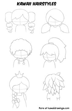 how to draw kawai hairstyles step by step instructions for kids and adults