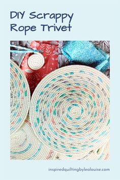 several different types of rugs with the words diy scrappy rope trivet