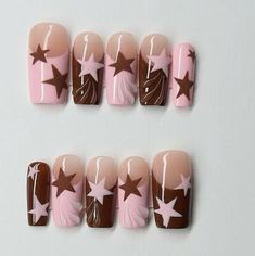 Brown And Pink Nails Design, Neopolitan Nails, Pink And Brown Nails, Sport Nails, Sports Tank Top, Brown And Pink