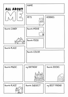 an all about me worksheet for kids with pictures and words on the page