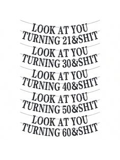 four black and white typograms with the words look at you, looking at you