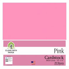 pink cardstock paper with white stripes on the front and bottom, 25 sheets per pack