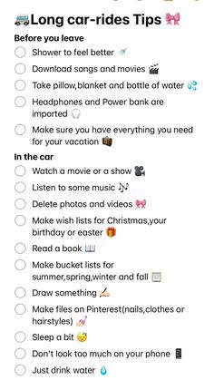 What To Do In A Long Car Ride Road Trips, Vacation List To Do, What To Do On Long Road Trips, Things To Do On A Car Ride With Friends, What To Do During A Long Car Ride, Fun Things To Do On Long Car Rides, Things To Do Before Going On Vacation, Things To Do On Car Trips, Long Car Road Trip Essentials