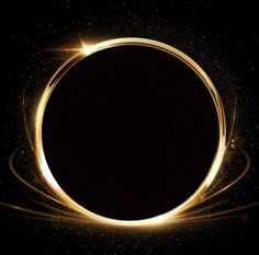 a black background with gold sparkles and a circular object in the middle, on top of it