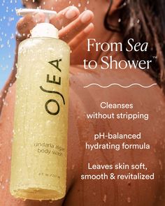 A pH-balanced, seaweed-boosted body wash that cleanses while helping to support skin’s moisture barrier for soft, smooth revitalized skin. Best Natural Foundation, Skincare Lifestyle, Exfoliating Body Wash, Oil Body Wash, Cute Stationary School Supplies, Green Algae, Bathroom Tub, Skin Care Shopping, Stationary School