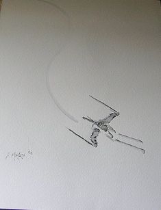 a drawing of a pair of skis in the air