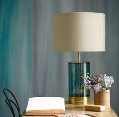 When this design returned from the factory we knew we had a hit on our hands - wherever it goes it receives rave reviews. A bluey green painted glass vase sitting in a solid brass collared open base - simple really. Wisteria Blue, Registry Wedding, Green Lighting, Checklist Wedding, Registry Checklist, Wedding Presents, Beautiful Table Lamp, Pooky Lighting, Wall Lights Bedroom