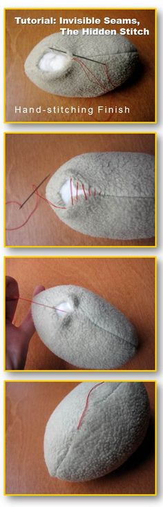 instructions for how to sew a stuffed animal's tail and foot with stitches