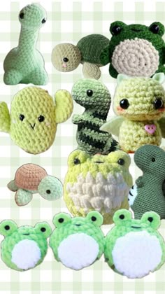 there are many crocheted stuffed animals together