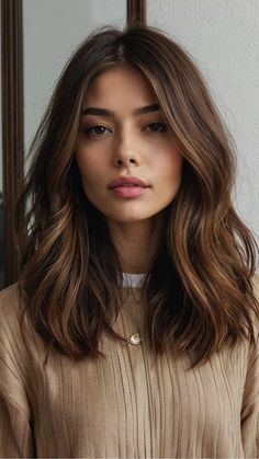 Women Haircut Short Medium, Thick Medium Length Haircut, 2024 Haircut For Women, Medium Brown Haircut, Shoulder Length Hair For Women, Asian Medium Length Hair, Medium Length Light Brown Hair, Just Below Shoulder Length Hair, Dark Shoulder Length Hair