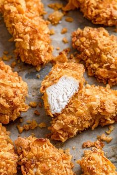 fried chicken on a baking sheet ready to be eaten