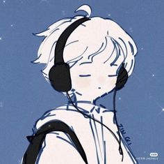 a drawing of a person with headphones on