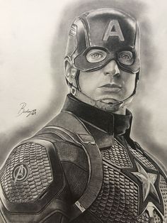 a pencil drawing of captain america